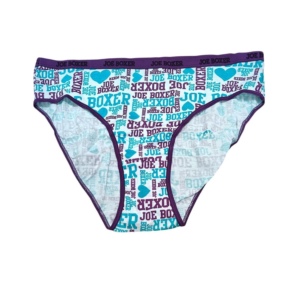 Joe Boxer Signature Waistband Green Purple Womens Cotton Bikini Panty Size 8